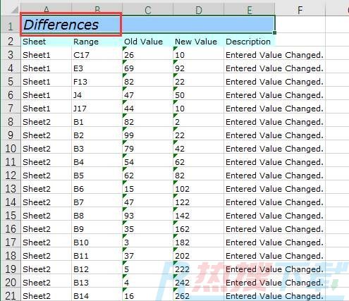 快速比较excel两个工作簿——Spreadsheet Compare(图6)