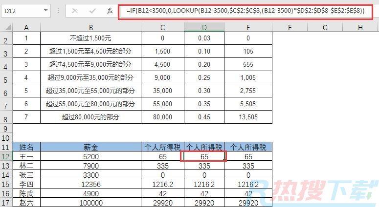 excel数据透视表个人所得税的三个公式(图3)