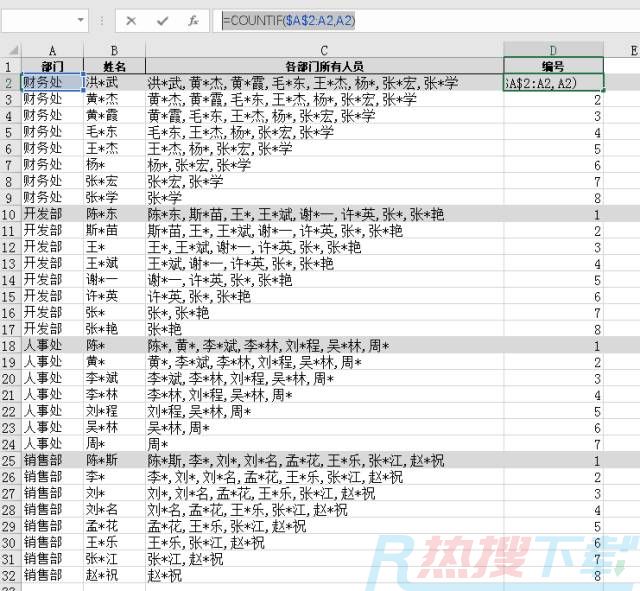 excel内容合并：同一部门员工合并到同一单元格(图3)